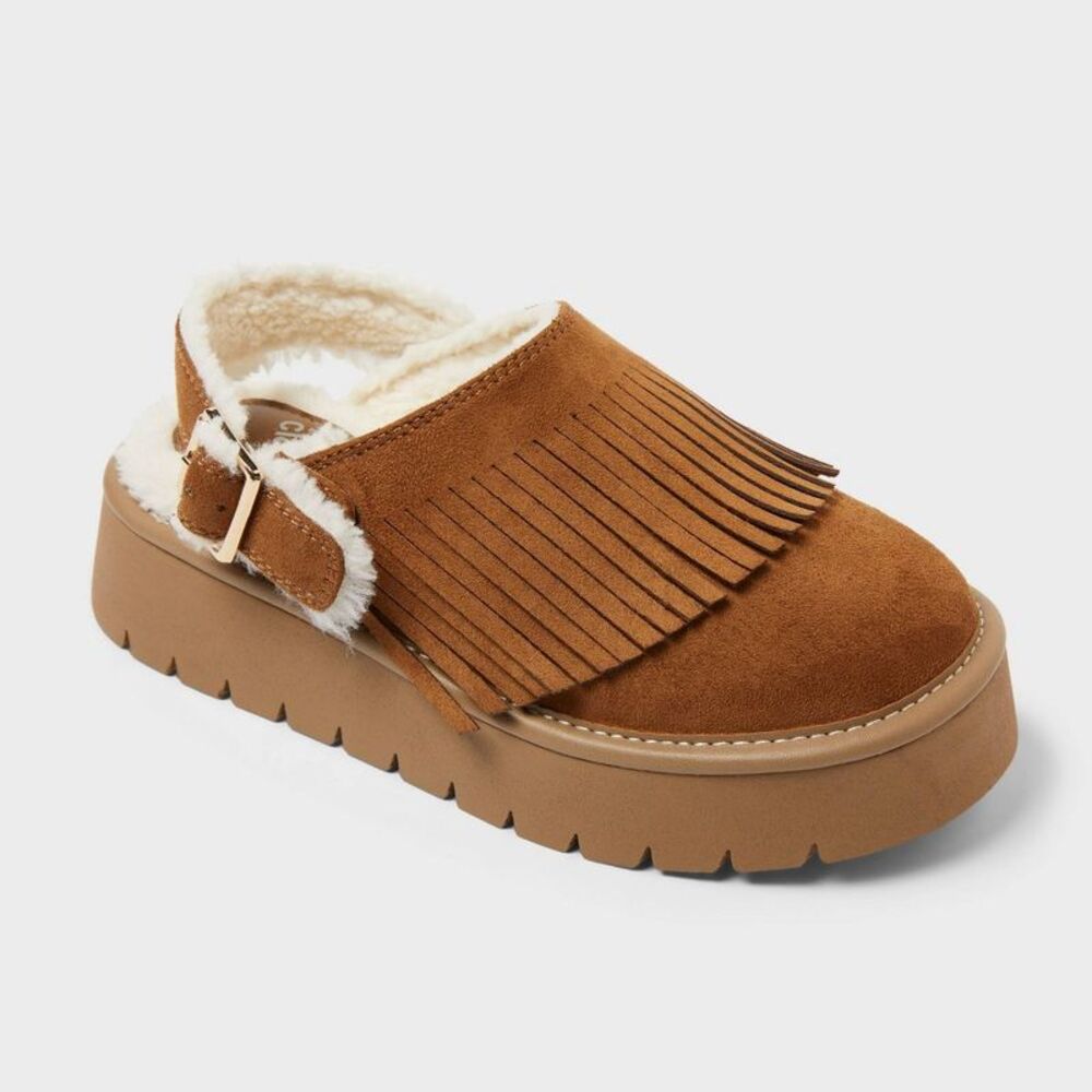 Kids' Paisley Cozy Fringed Clogs - art class Cognac 4